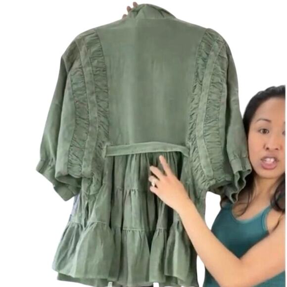 FREE PEOPLE Green Hampton Mini Dress Size L P2P 33.5” New w/o Tag MSRP $198 SOO - Picture 11 of 15